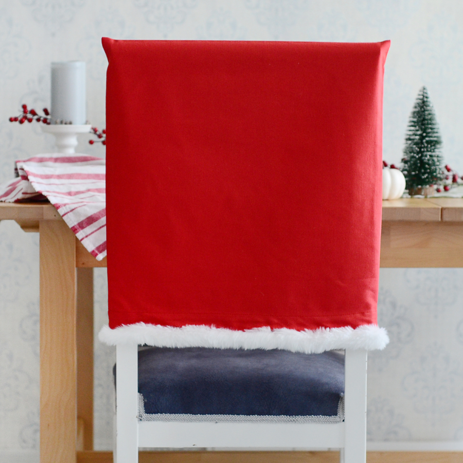 Red Panama chair cover with plush stripes, 47x50 cm - 1
