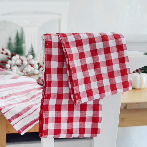 Chair decoration bow ribbon / red checkered, 20x300 cm - 4