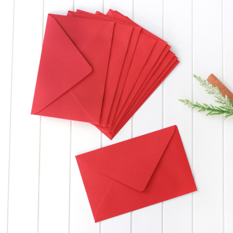 Christmas red greeting card envelope, 9x14 cm / 10 pcs - Bimotif