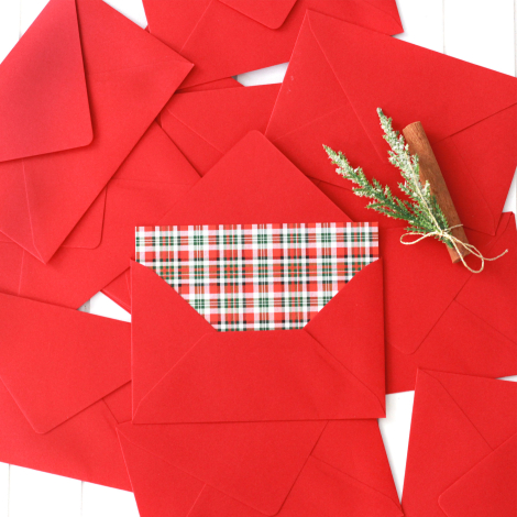 Christmas red greeting card envelope, 9x14 cm / 10 pcs - Bimotif (1)