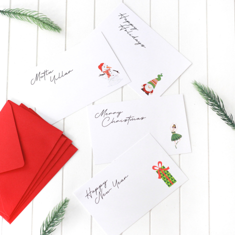 Christmas mixed figured envelope card set, 4 pcs - Bimotif
