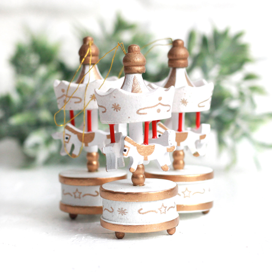 Christmas ornament carousel, 8.5 cm / White (3 pcs) - 1