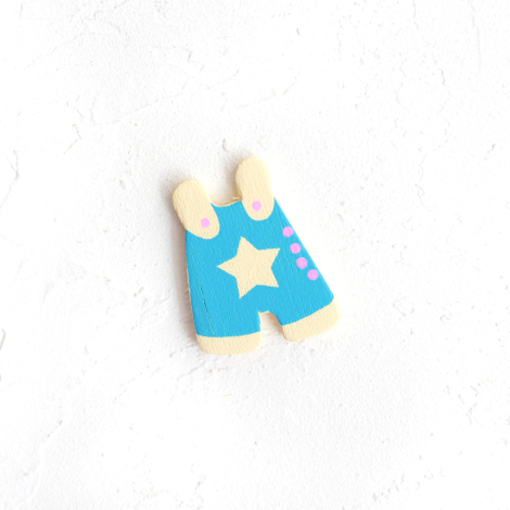 Blue baby jumpsuit ornament with wooden box, 24 pcs - Bimotif (1)