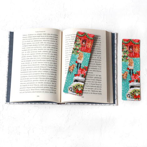 Christmas bookmark, street / 2 pcs - Bimotif