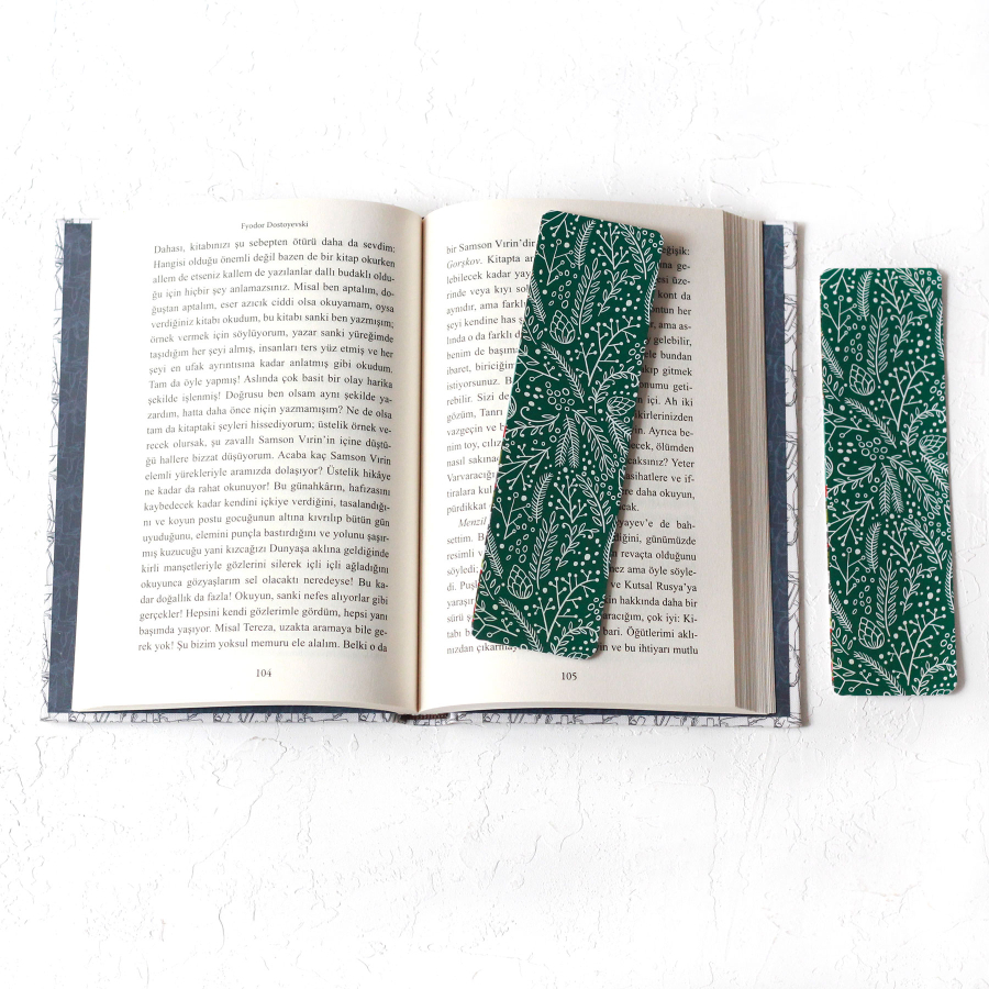 Christmas bookmark, green leaf / 2 pcs - 1