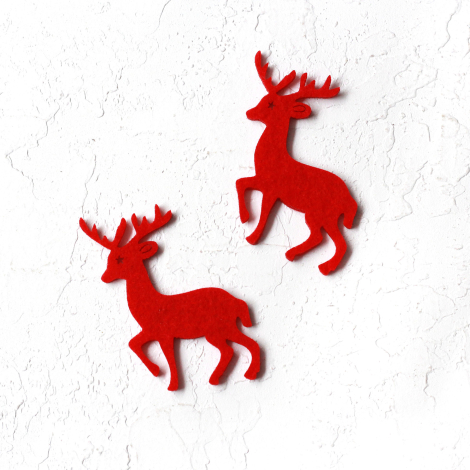 Felt motif, deer, red / 2 pcs - Bimotif
