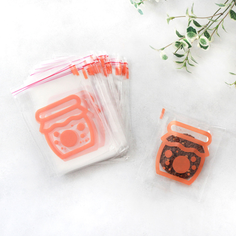 Orange jar patterned Clear Bags with tape / 10x15 cm (25 pcs) - Bimotif (1)