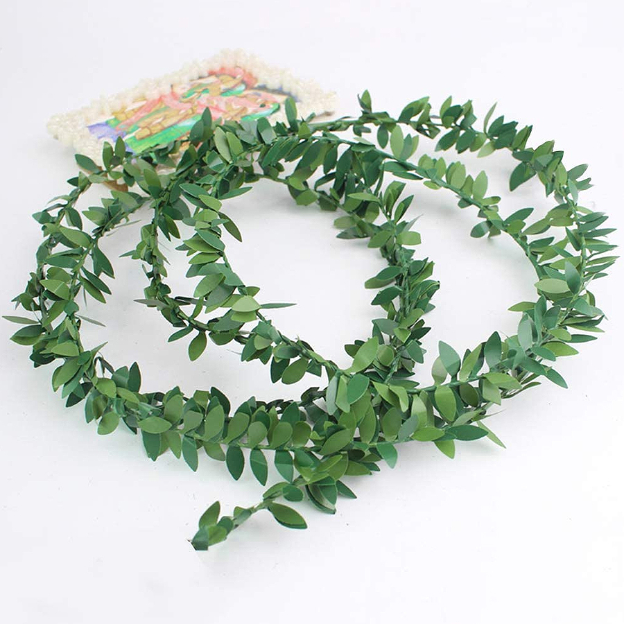 Decorative wired leaf ribbon, 2 metres artificial crown ivy - 1