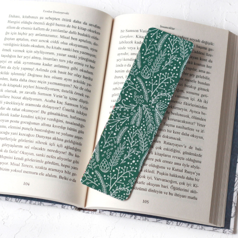 Christmas bookmark, red-green leaf / 2 pcs - 2