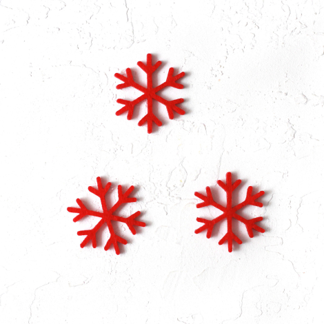 Christmas felt snowflake ornament, red / 3 pcs - Bimotif