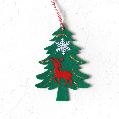 Christmas felt pine tree ornament, green / 1 piece - Bimotif (1)