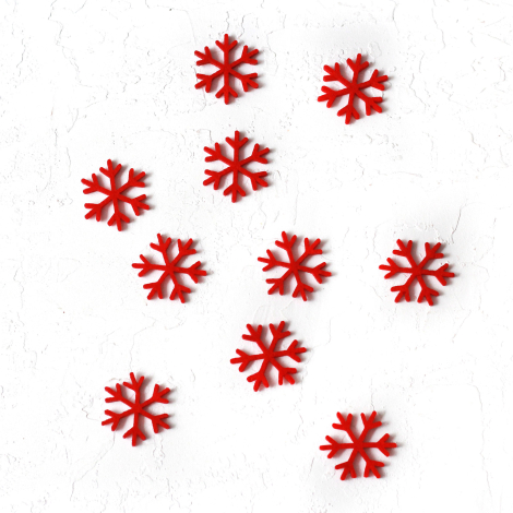 Christmas felt snowflake ornament, red / 10 pcs - Bimotif