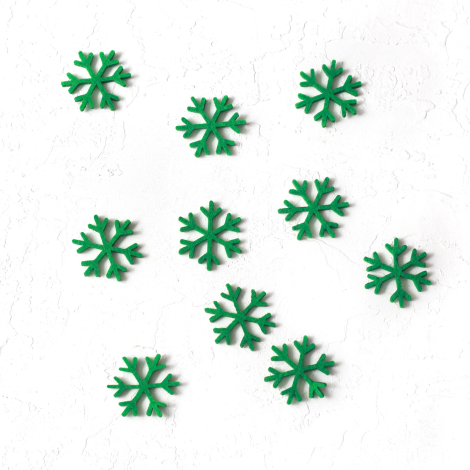 Christmas felt snowflake ornament, green / 10 pcs - Bimotif