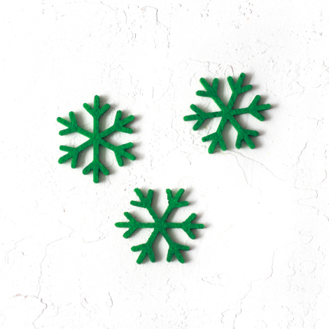Christmas felt snowflake ornament, green / 3 pcs - Bimotif