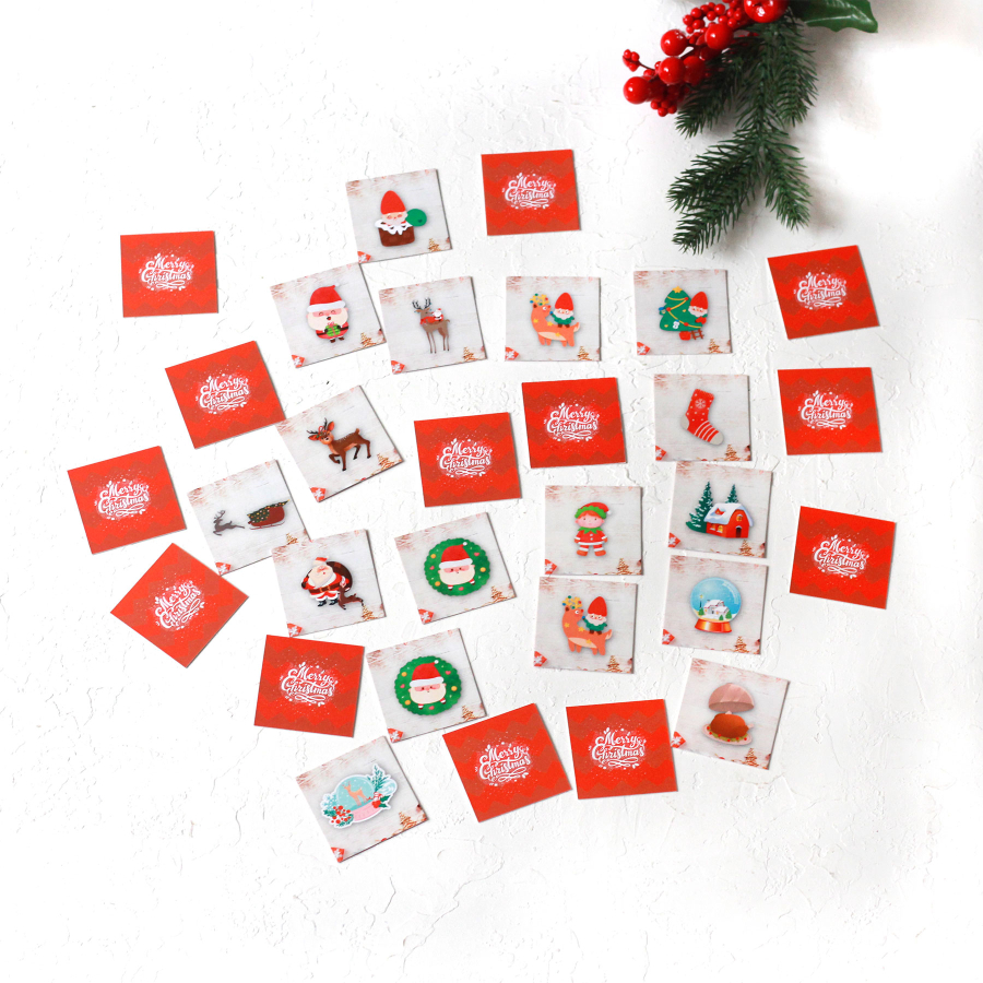 Christmas memory card game set, 5x5 cm / 50 pcs - 3