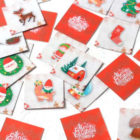 Christmas memory card game set, 5x5 cm / 50 pcs - Bimotif