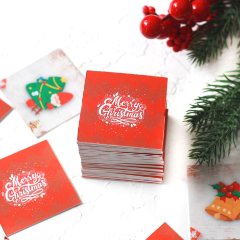 Christmas memory card game set, 5x5 cm / 50 pcs - Bimotif (1)