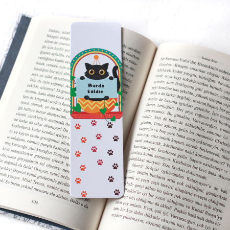 Cat and abstract themed bookmark set / 2 pcs - Bimotif (1)