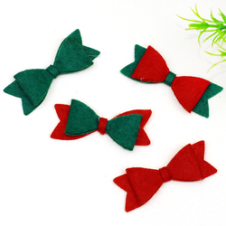 Felt motif, bow / Red on Green (4 pcs) - Bimotif (1)