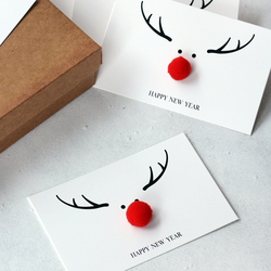 Christmas deer-themed card set, 13.5x8.5 cm / 4 pcs - Bimotif (1)