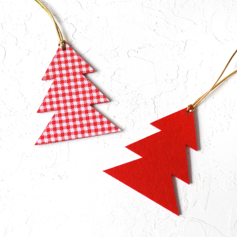 Felt ornament, gingham pine / 2 pcs - Bimotif (1)