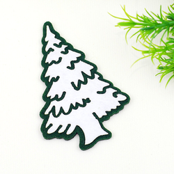 Felt motif, pine tree, snowy / 2 pcs - Bimotif (1)