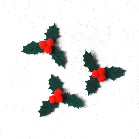 Felt motif, christmas flower, 5.5 cm / Dark Green (1 piece) - Bimotif