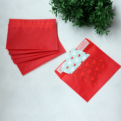 Red transparent envelope, 11.5x16.5 cm / 5 pcs - Bimotif