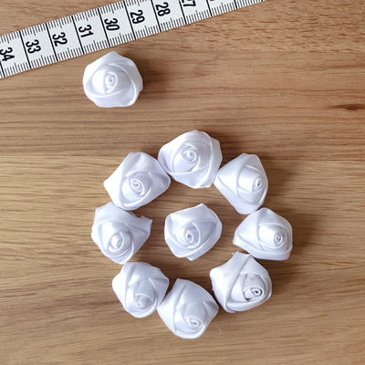 White satin roses, 2 cm / 10 pcs - 1