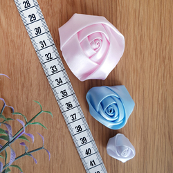 Light pink satin roses, 2 cm / 10 pcs - 2