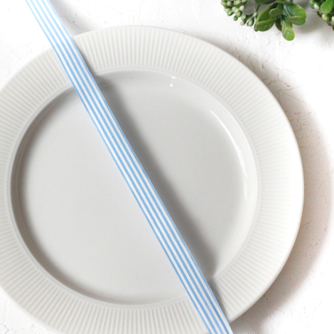 Blue and white striped taffeta ribbon, 2 metres / 15 mm - Bimotif (1)