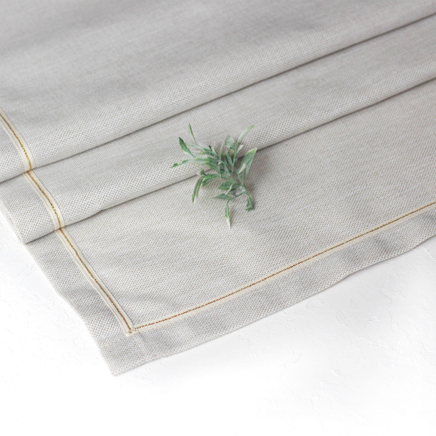Poly-linen runner with gold glitter stripes, natural / 45x150 cm - 5