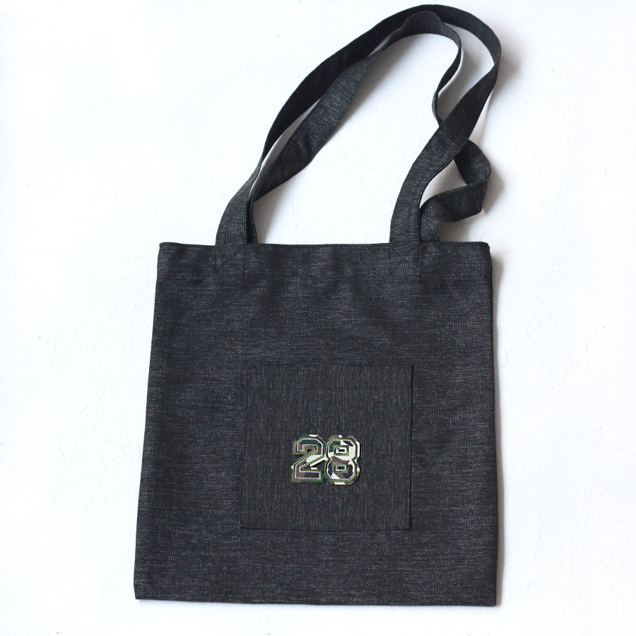 No 28, black poly-linen fabric bag, 35x40 cm - 1