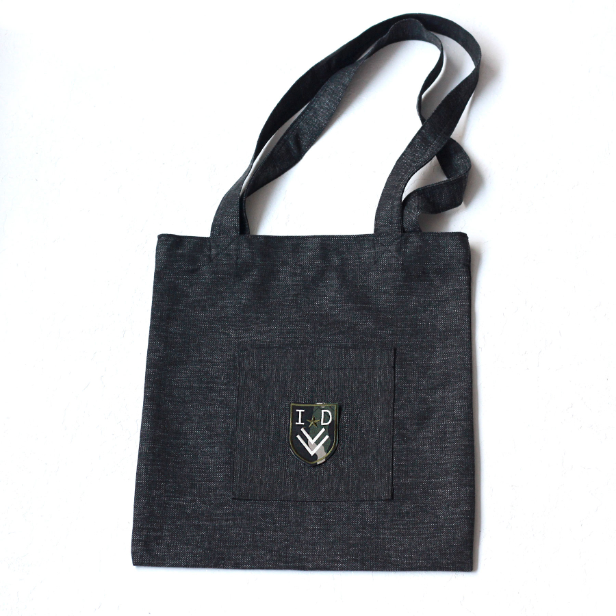 Army I D, black poly-linen fabric bag, 35x40 cm - 1