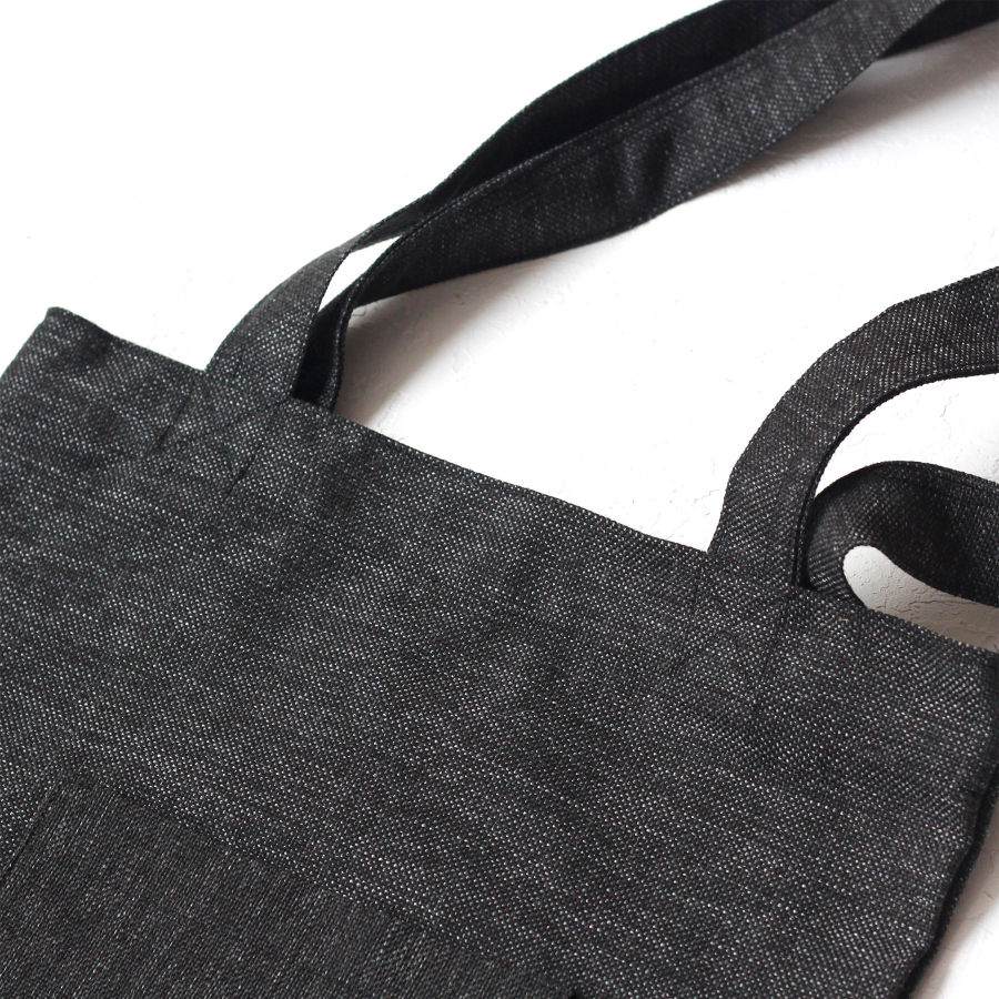 Blossom bird, black poly-linen fabric bag, 35x40 cm - 4