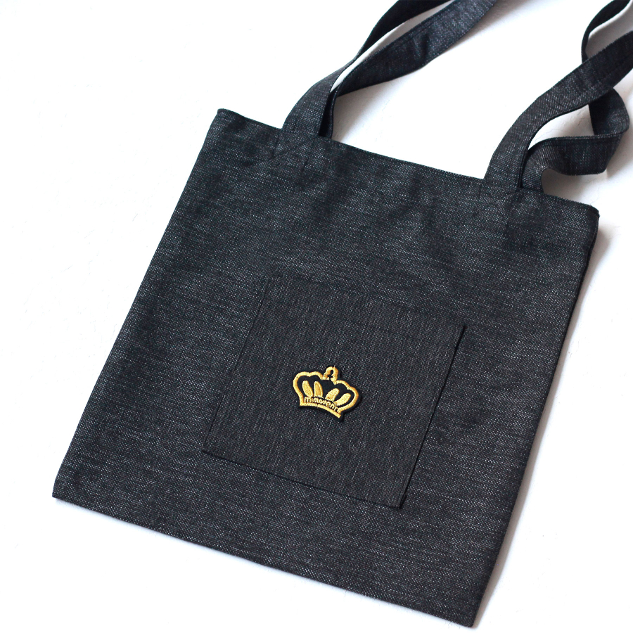 Crown, black poly-linen fabric bag, 35x40 cm - 2