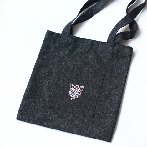 Lightning Love, black poly-linen fabric bag, 35x40 cm - 2