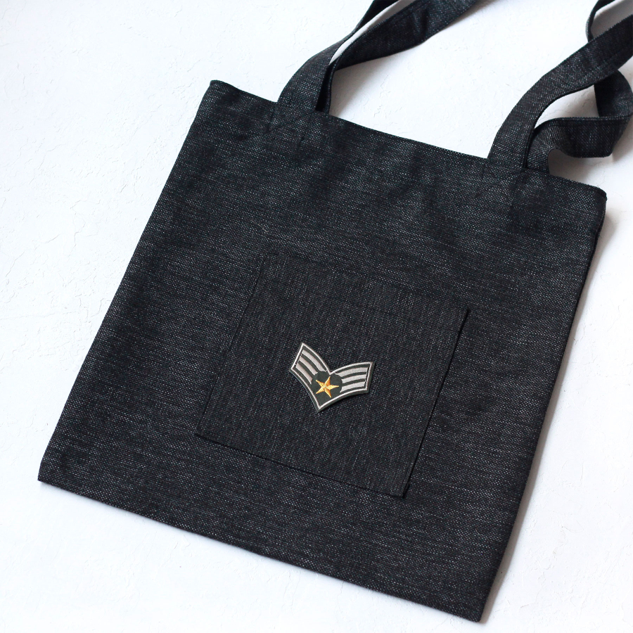 Military arrow, black poly-linen fabric bag, 35x40 cm - 2