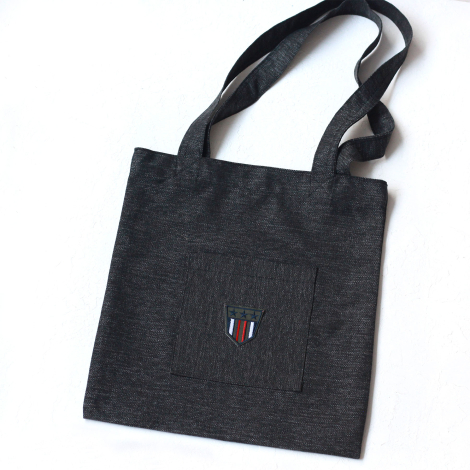 Military red-white, black poly-linen fabric bag, 35x40 cm - 2
