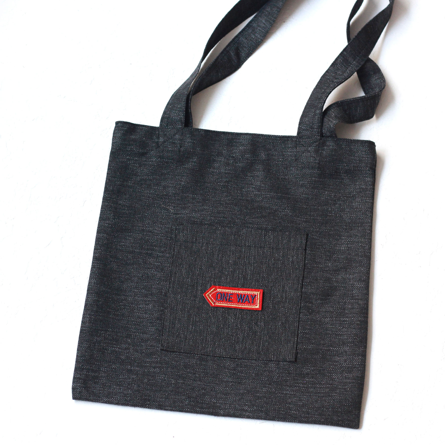 One Way, black poly-linen fabric bag, 35x40 cm - 2