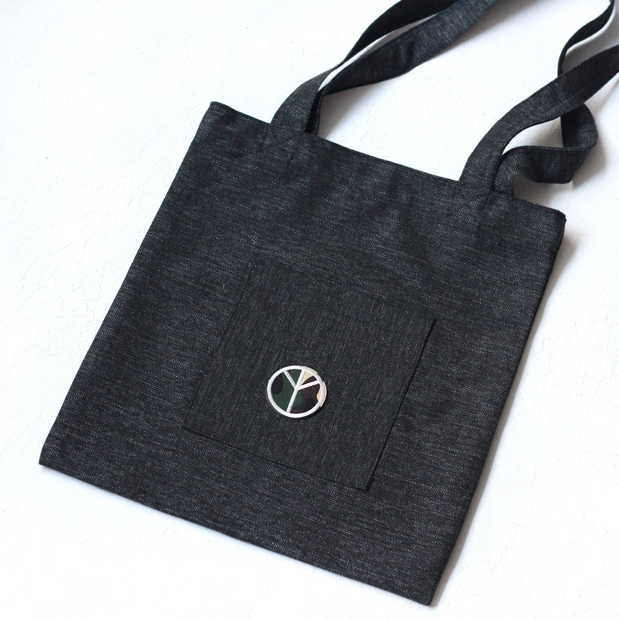 Peace, black poly-linen fabric bag, 35x40 cm - 2