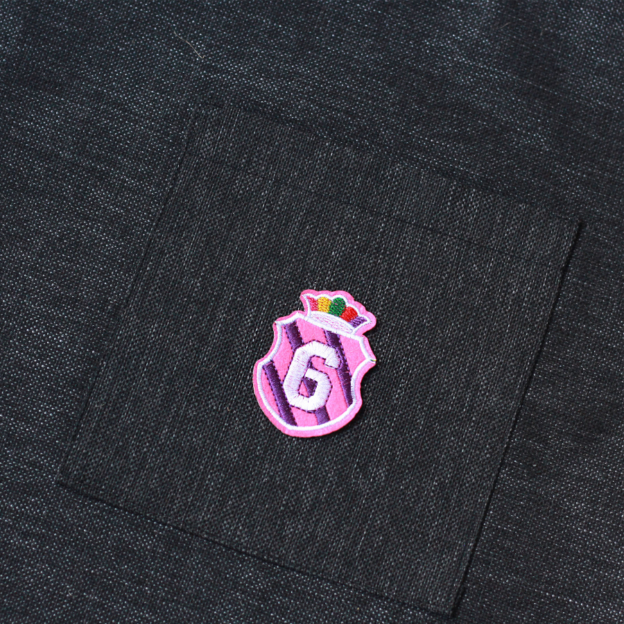 Pink 6, black poly-linen fabric bag, 35x40 cm - 3