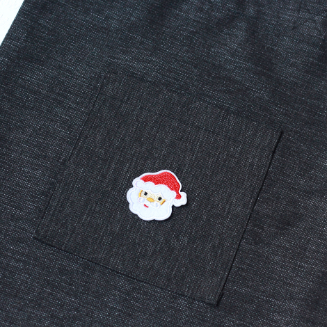 Santa, black poly-linen fabric bag, 35x40 cm - 3