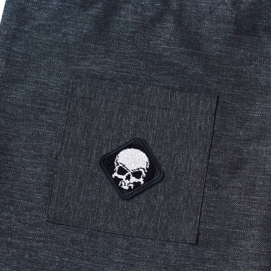 Skull, black poly-linen fabric bag, 35x40 cm - 3