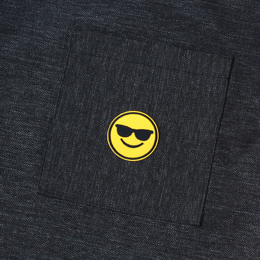 Smiley sunglasses, black poly-linen fabric bag, 35x40 cm - 3