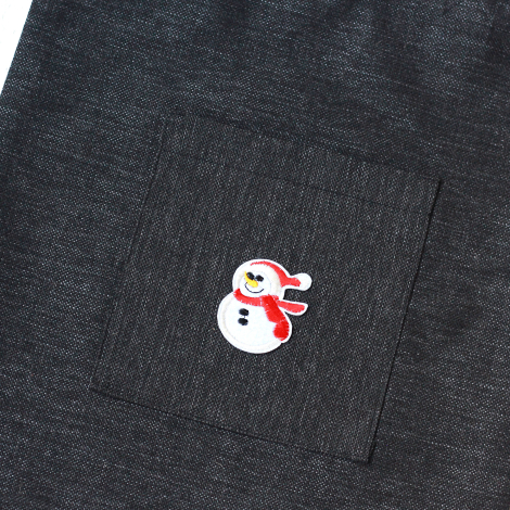 Snowman, black poly-linen fabric bag, 35x40 cm - 3