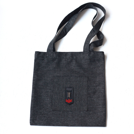 Top gun, black poly-linen fabric bag, 35x40 cm - Bimotif