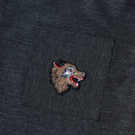 Wolf, black poly-linen fabric bag, 35x40 cm - 3