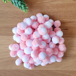 Peach Color-white plush pompom, 1.5 cm / 50 pcs - Bimotif
