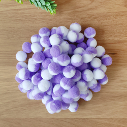 Lilac-white plush pompom, 1.5 cm / 50 pcs - Bimotif